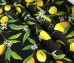 Black Background Lemon Patterned Sofa Fabric - Image 7