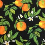 Black Background Orange Patterned Sofa Fabric