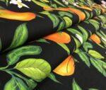 Black Background Orange Patterned Sofa Fabric - Image 5