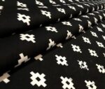 Black Background Small Mosaic Patterned Fabric - Image 4