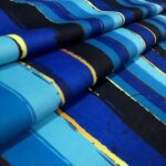 Black Blue Antique Striped Fabric