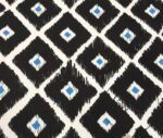 Black Blue Baklava Ikat Fabric - Image 3