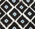 Black Blue Baklava Ikat Fabric