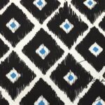 Black Blue Baklava Ikat Fabric