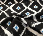 Black Blue Baklava Ikat Fabric - Image 5