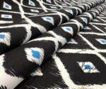 Black Blue Baklava Ikat Fabric - Image 7