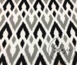 Black Gray Baklava Ikat Fabric - Image 3