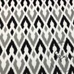 Black Gray Baklava Ikat Fabric