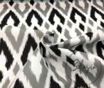 Black Gray Baklava Ikat Fabric - Image 5