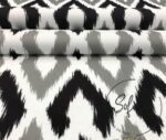 Black Gray Baklava Ikat Fabric - Image 6
