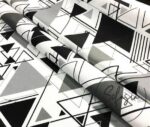 Black Gray Triangles Patterned Fabric - Image 9