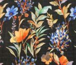Black Linen Blue Floral Pattern Fabric - Image 6