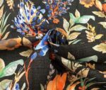 Black Linen Blue Floral Pattern Fabric - Image 7