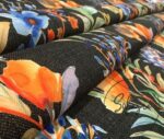 Black Linen Blue Floral Pattern Fabric - Image 8