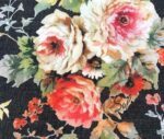 Black Linen Roses Patterned Fabric - Image 3