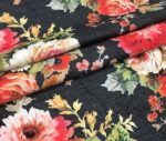 Black Linen Roses Patterned Fabric - Image 4