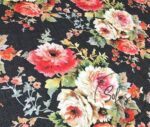 Black Linen Roses Patterned Fabric - Image 5