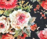 Black Linen Roses Patterned Fabric - Image 6