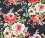 Black Linen Roses Patterned Fabric - Image 7