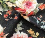 Black Linen Roses Patterned Fabric - Image 8