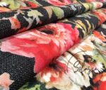 Black Linen Roses Patterned Fabric - Image 9