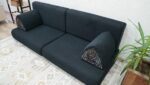 Black Linen Low Bottom Sofa, Black Linen Floor Couch - Image 2