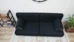 Black Linen Low Bottom Sofa, Black Linen Floor Couch - Image 3