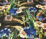 Black Linen Spikes Patterned Fabric - Image 3