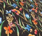 Black Linen Watercolor Flowers Patterned Fabric - Image 7