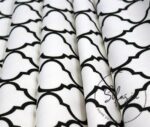 Black on White Moroccan Patterned Curtain and Sofa Fabric - Image 7