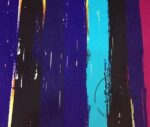 Black Purple Blue Color Antique Striped Fabric - Image 4