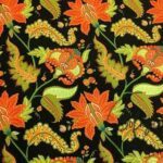 Black Royal Flowers Patterned Drape and Curtain Fabric