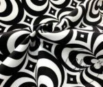 Black White Geometric Vintage Patterned Fabric - Image 5