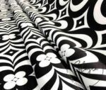 Black White Geometric Vintage Patterned Fabric - Image 6