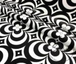 Black White Geometric Vintage Patterned Fabric - Image 7