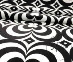 Black White Geometric Vintage Patterned Fabric - Image 8