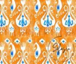 Blue and Orange Ikat Patterned Fabric