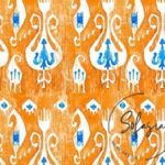 Blue and Orange Ikat Patterned Fabric