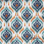 Blue Color Ikat Background Curtain Fabric