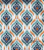 Blue Color Ikat Background Curtain Fabric