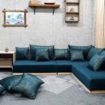 Low Height Sofa, Petrol Blue L Shaped Corner Couch