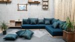 Low Height Sofa, Petrol Blue L Shaped Corner Couch