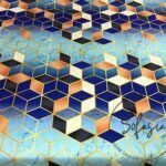 Blue Cubes and Marble Pattern Fabric