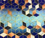 Blue Cubes and Marble Pattern Fabric - Image 4