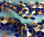 Blue Cubes and Marble Pattern Fabric - Image 6