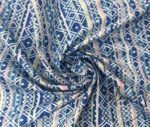 Blue Ethnic Line Patterned Cushion Fabric