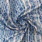 Blue Ethnic Line Patterned Cushion Fabric