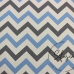 Blue Gray Zigzag Patterned Curtain and Sofa Fabric