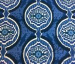 Blue Ikat Medallion Patterned Fabric