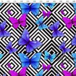 Blue-Purple Butterfly Patterned Fabric